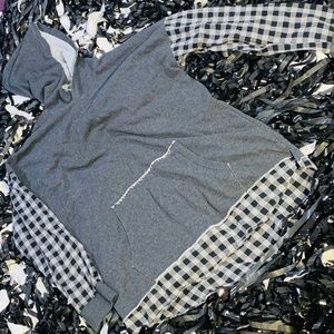 Plaid Long Sleeve Hooded Pullover Sweatshirt XL